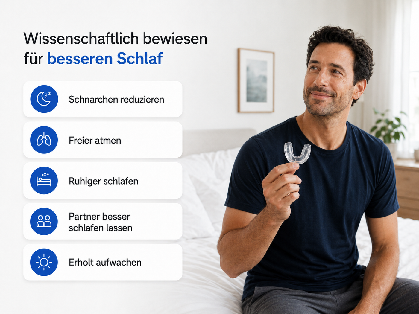 Mann hält Velion SleepGuard